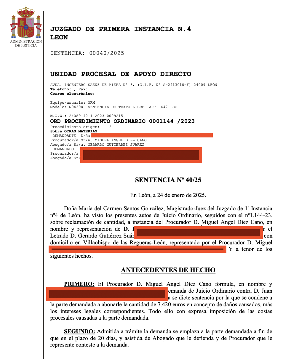 DAÑOS EN LA VIVIENDA ARRENDADA