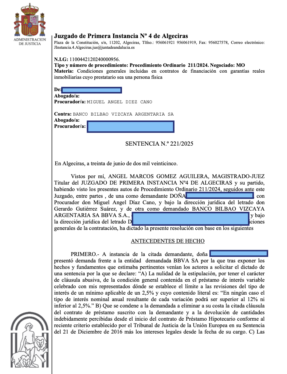 NUEVA SENTENCIA EN ALGECIRAS